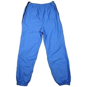 Vintage LL Bean Packable Shell Rain Pants Bright Blue Med Full Side Zip USA Made